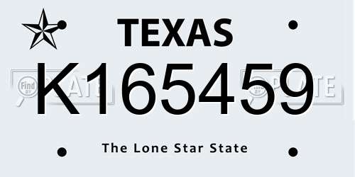 K165459 Texas License Plate