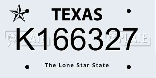 K166327 Texas License Plate