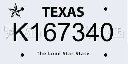 K167340 Texas License Plate