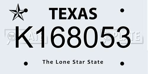 K168053 Texas License Plate