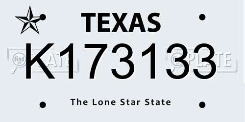 K173133 Texas License Plate