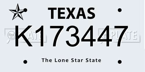 K173447 Texas License Plate