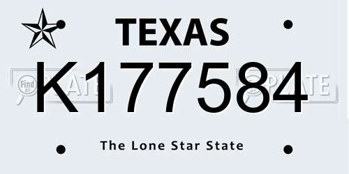 K177584 Texas License Plate