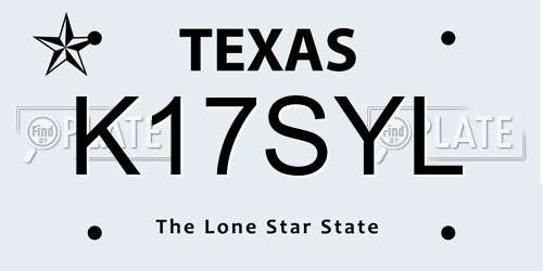 K17SYL Texas License Plate