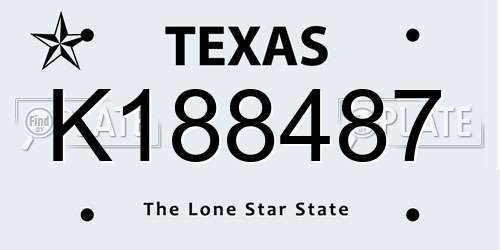 K188487 Texas License Plate