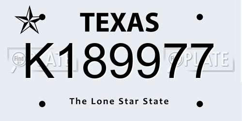 K189977 Texas License Plate