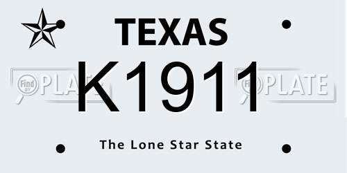 K1911 Texas License Plate