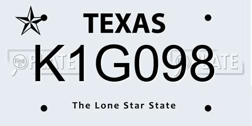 K1G098 Texas License Plate