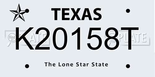 K20158T Texas License Plate