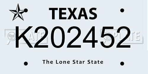 K202452 Texas License Plate