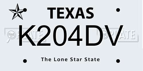 K204DV Texas License Plate