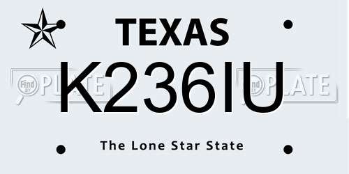 K236IU Texas License Plate