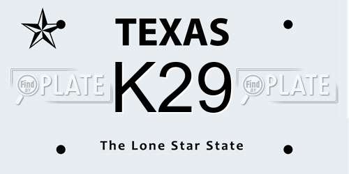 K29 Texas License Plate