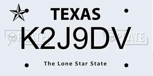K2J9DV Texas License Plate