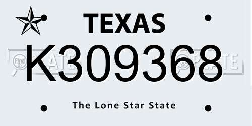 K309368 Texas License Plate