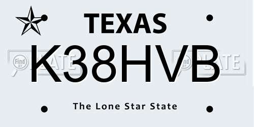 K38HVB Texas License Plate