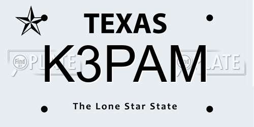K3PAM Texas License Plate