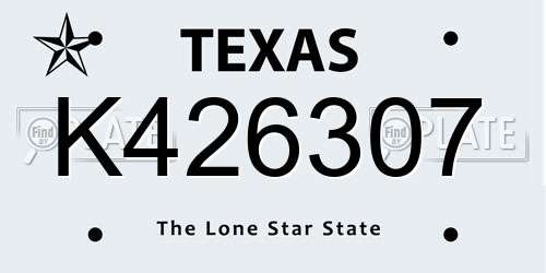 K426307 Texas License Plate