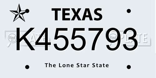 K455793 Texas License Plate