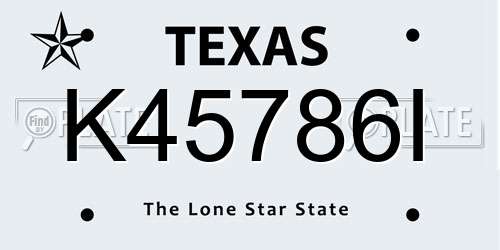 K45786I Texas License Plate