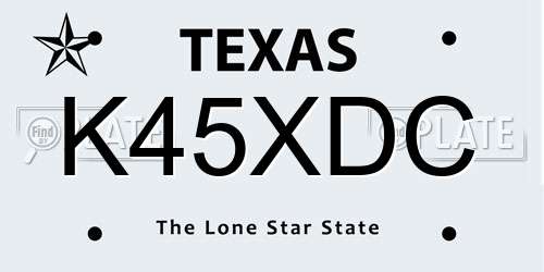 K45XDC Texas License Plate