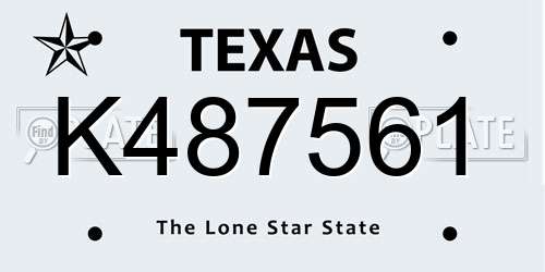 K487561 Texas License Plate