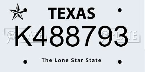 K488793 Texas License Plate