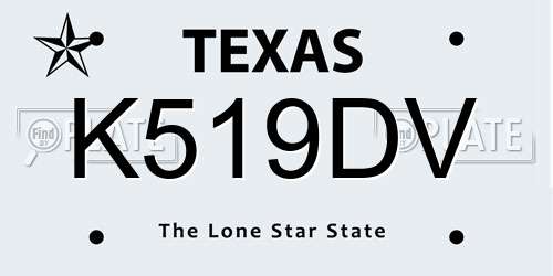 K519DV Texas License Plate