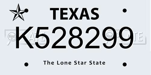 K528299 Texas License Plate