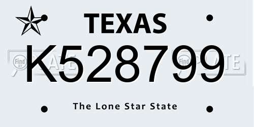 K528799 Texas License Plate