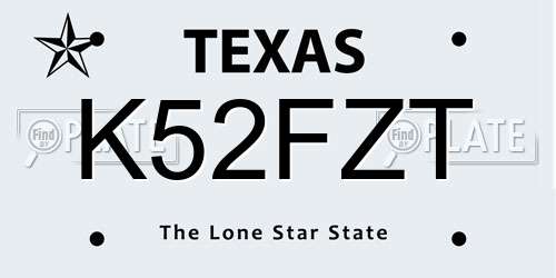 K52FZT Texas License Plate