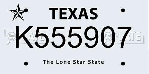 K555907 Texas License Plate
