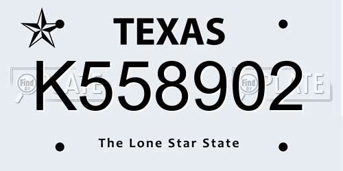 K558902 Texas License Plate