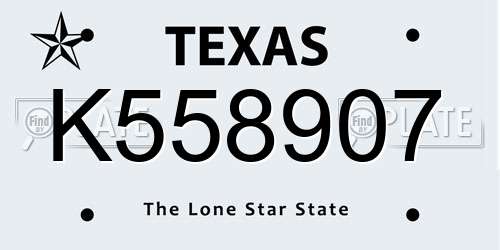 K558907 Texas License Plate