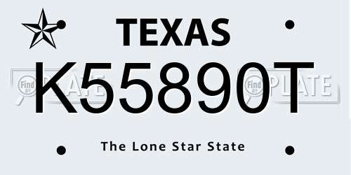 K55890T Texas License Plate