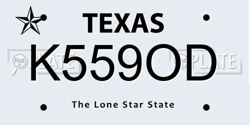 K559OD Texas License Plate