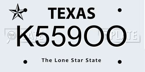 K559OO Texas License Plate