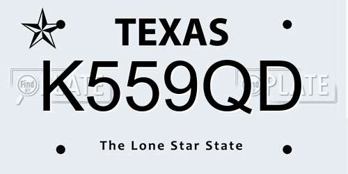 K559QD Texas License Plate