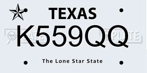 K559QQ Texas License Plate