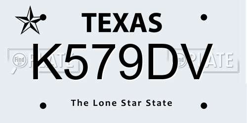 K579DV Texas License Plate