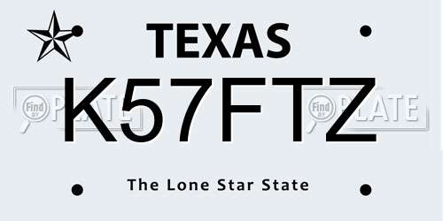 K57FTZ Texas License Plate