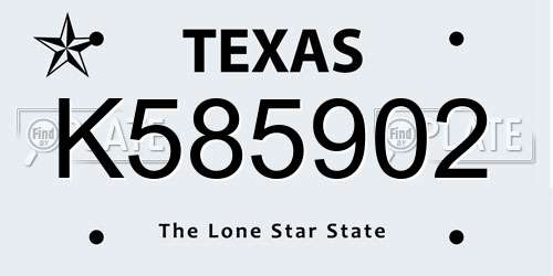 K585902 Texas License Plate