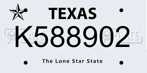 K588902 Texas License Plate