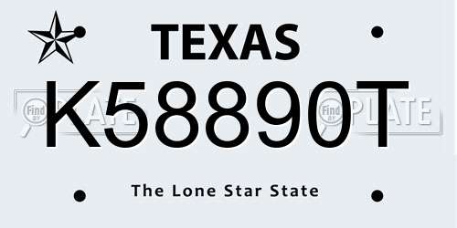 K58890T Texas License Plate