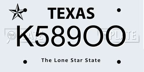 K589OO Texas License Plate
