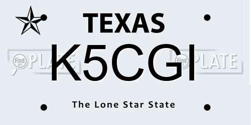 K5CGI Texas License Plate