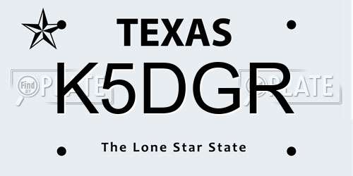 K5DGR Texas License Plate