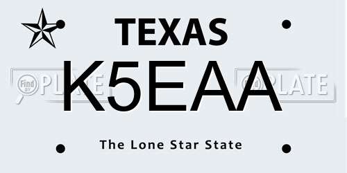 K5EAA Texas License Plate