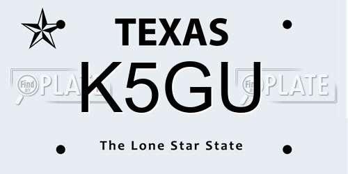K5GU Texas License Plate
