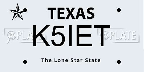 K5IET Texas License Plate
